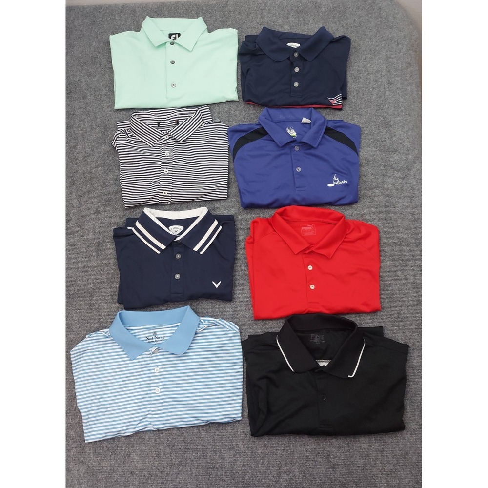 Lot 8 CALLAWAY FOOTJOY RLX ADIDAS PUMA Polo Shirt Mens Large Golf Performance